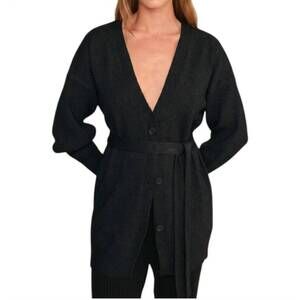 NEW DELUC ross long balloon sleeves cardigan in black